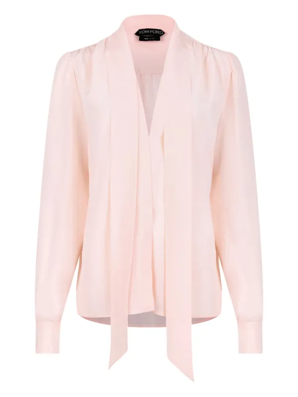 Tom Ford Neck-tie Silk Blouse in Pink