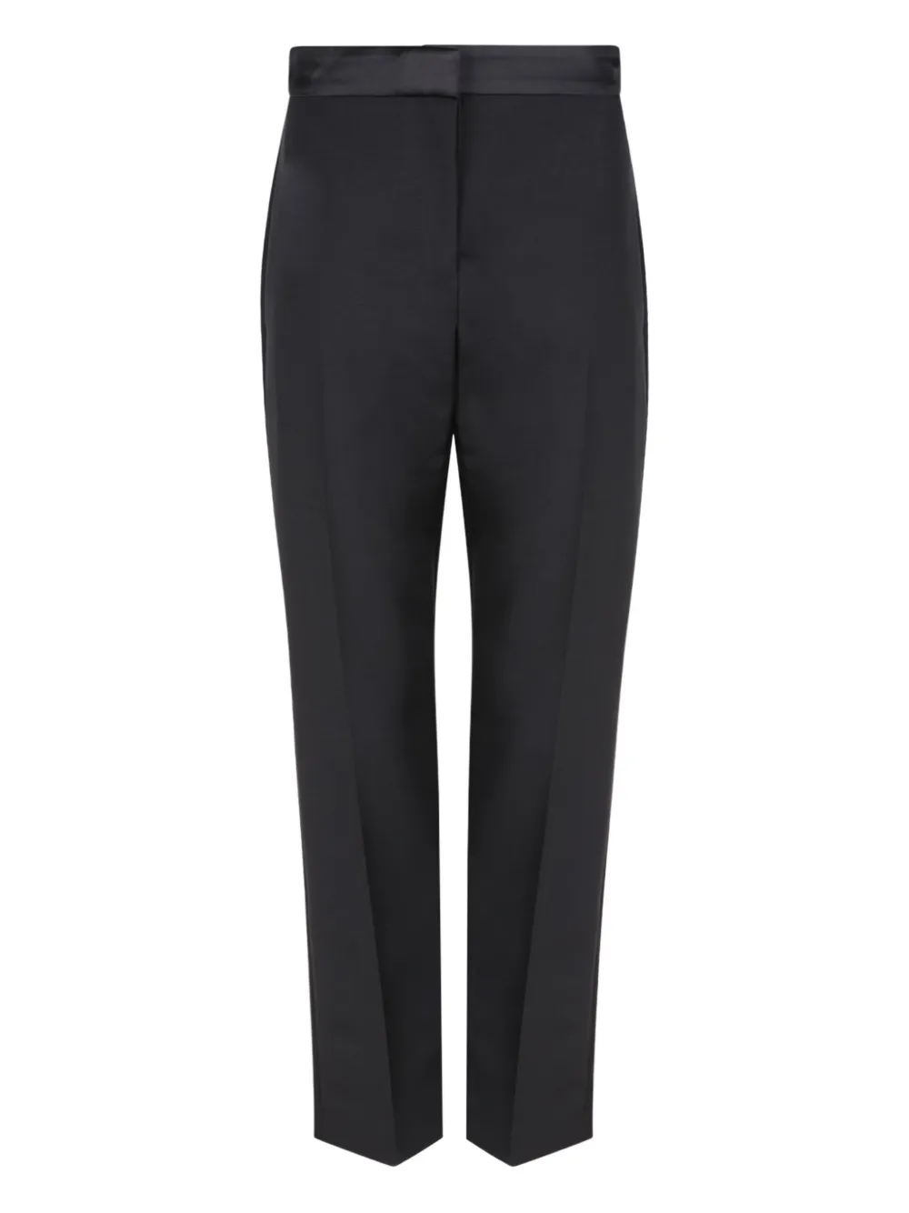 Alexander McQueen satin-waistband wool trousers Zwart