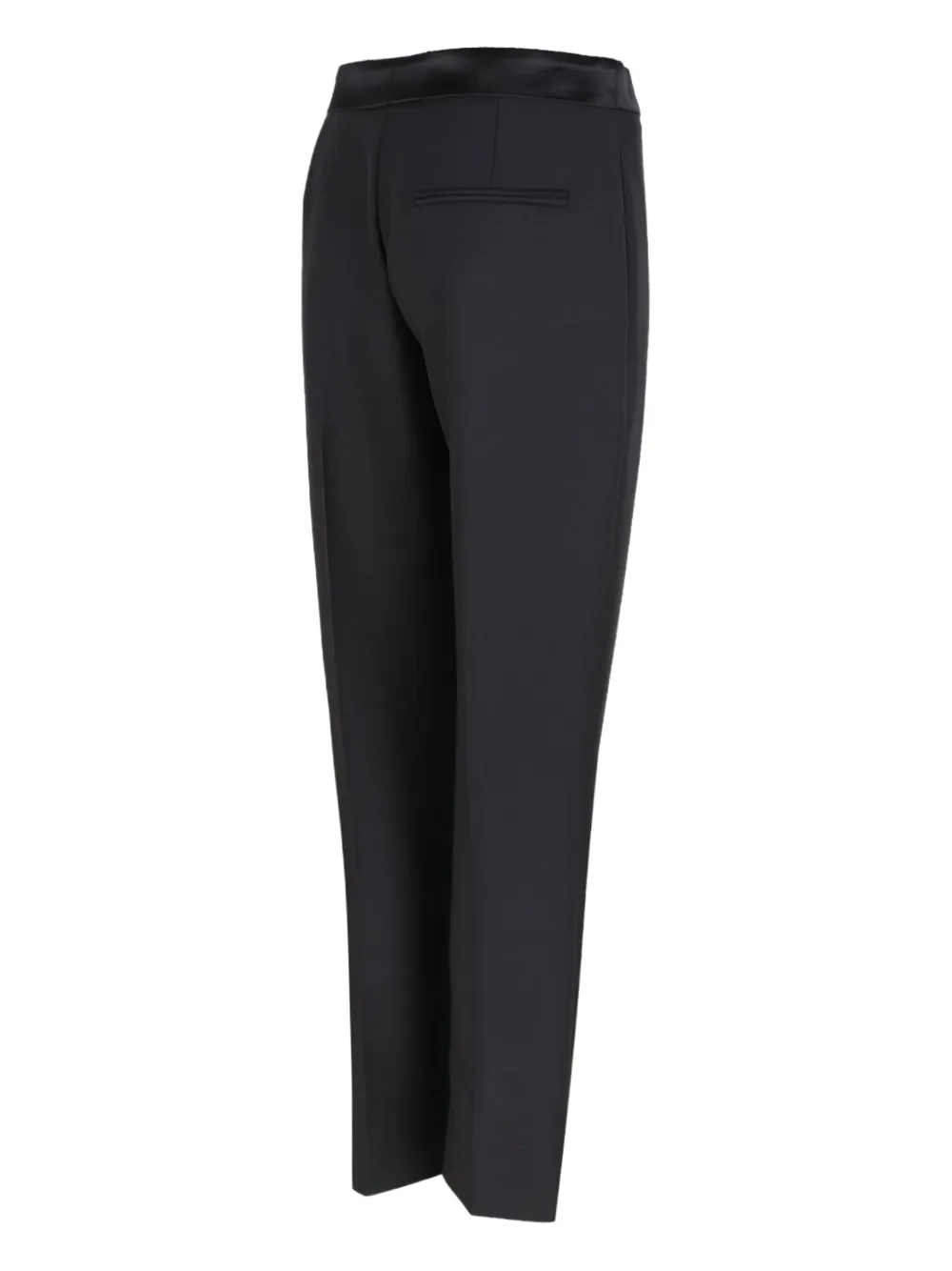 Alexander McQueen satin-waistband wool trousers Zwart