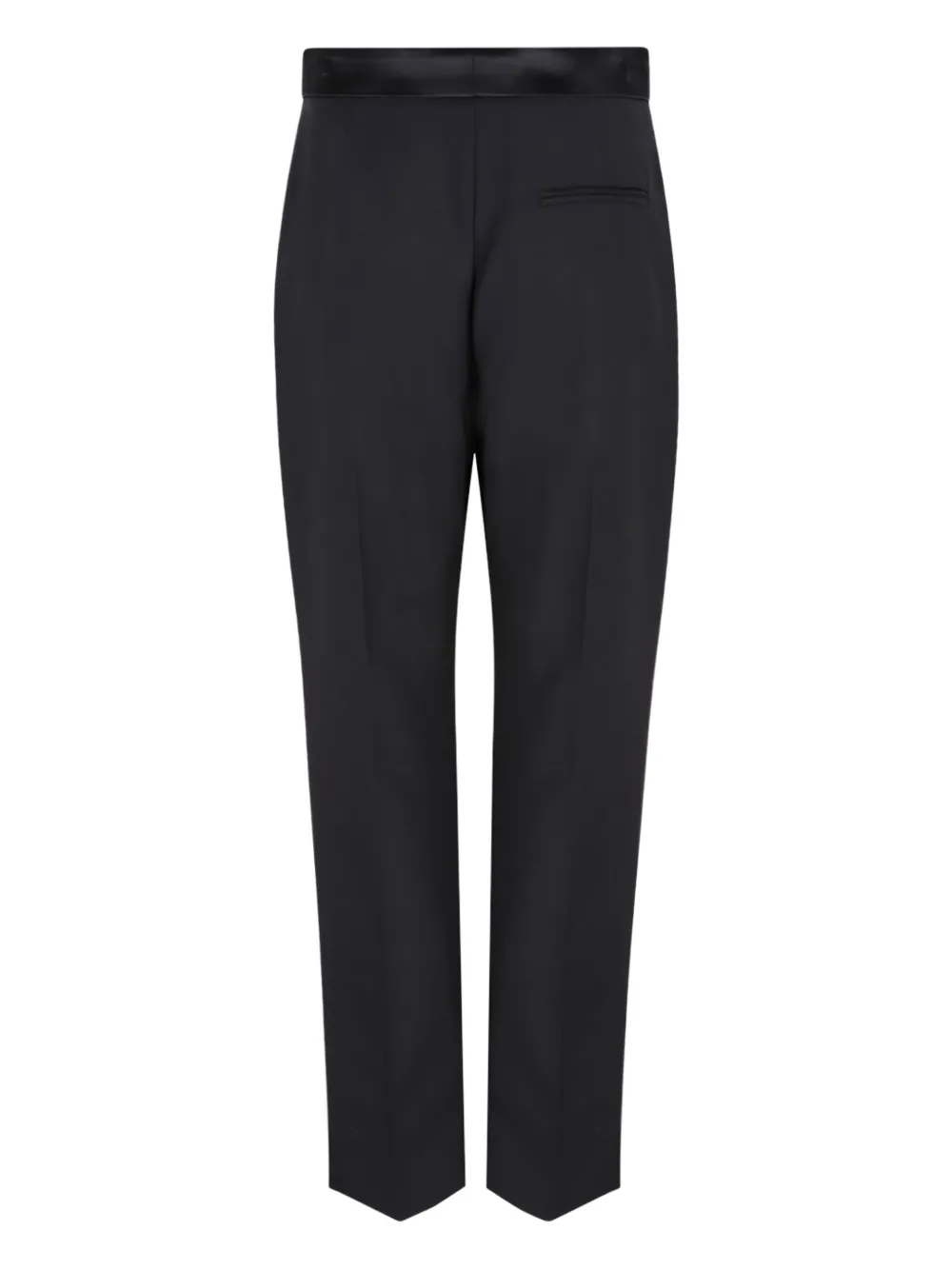 Alexander McQueen satin-waistband wool trousers Zwart