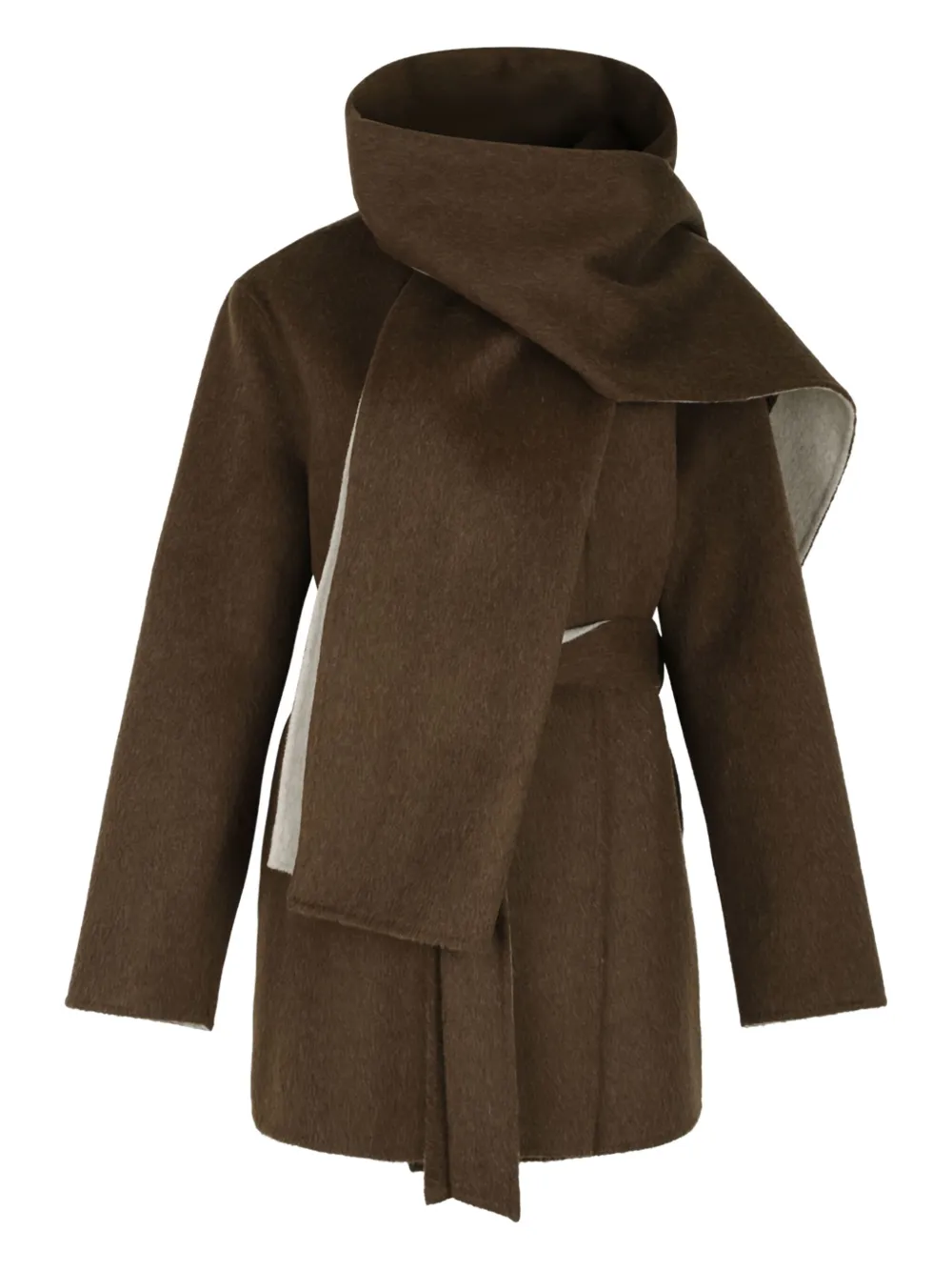 P.A.R.O.S.H. scarf-detail belted coat | Brown | Image 1