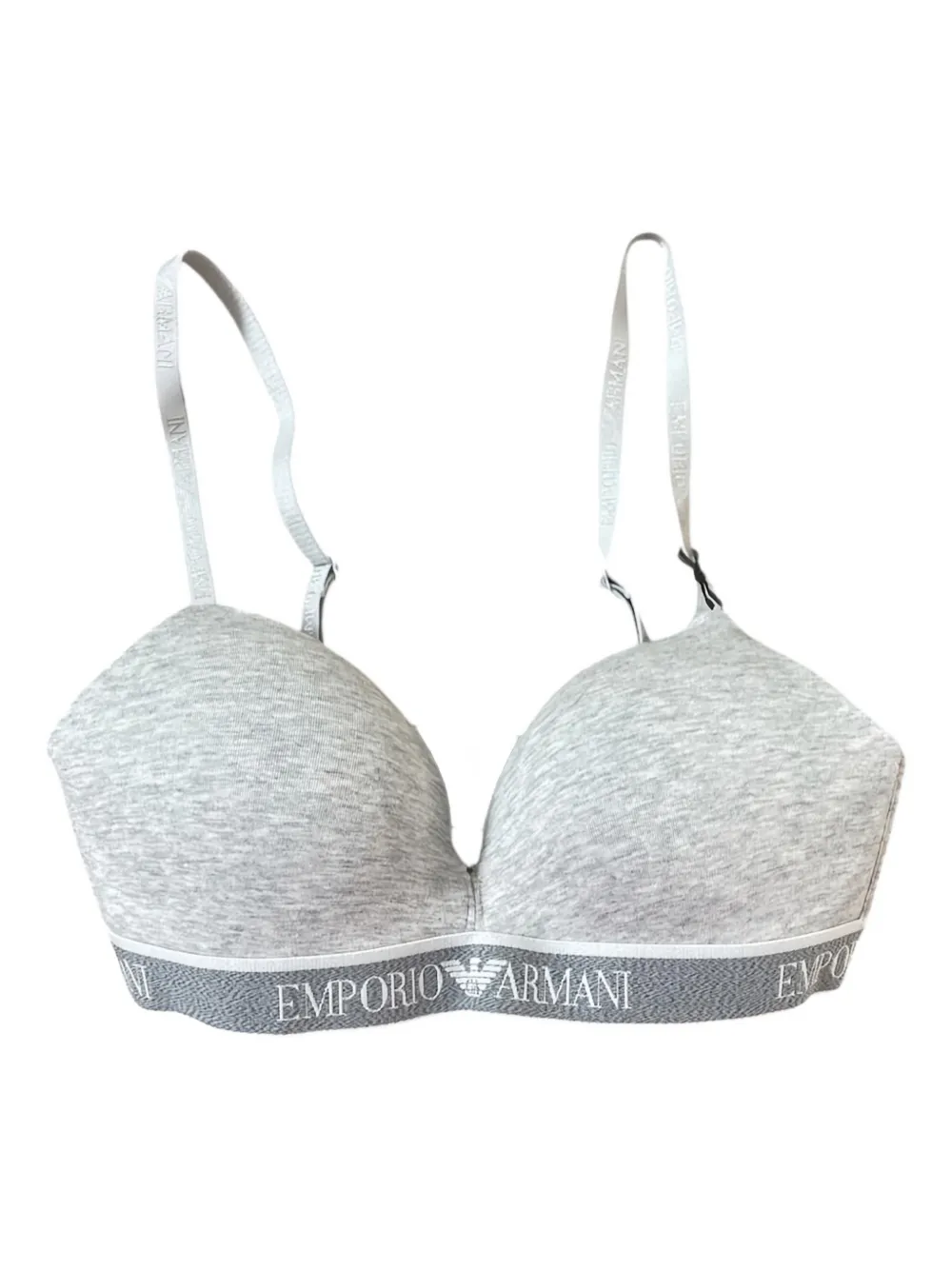 Emporio Armani Logo-band Bra In Gray