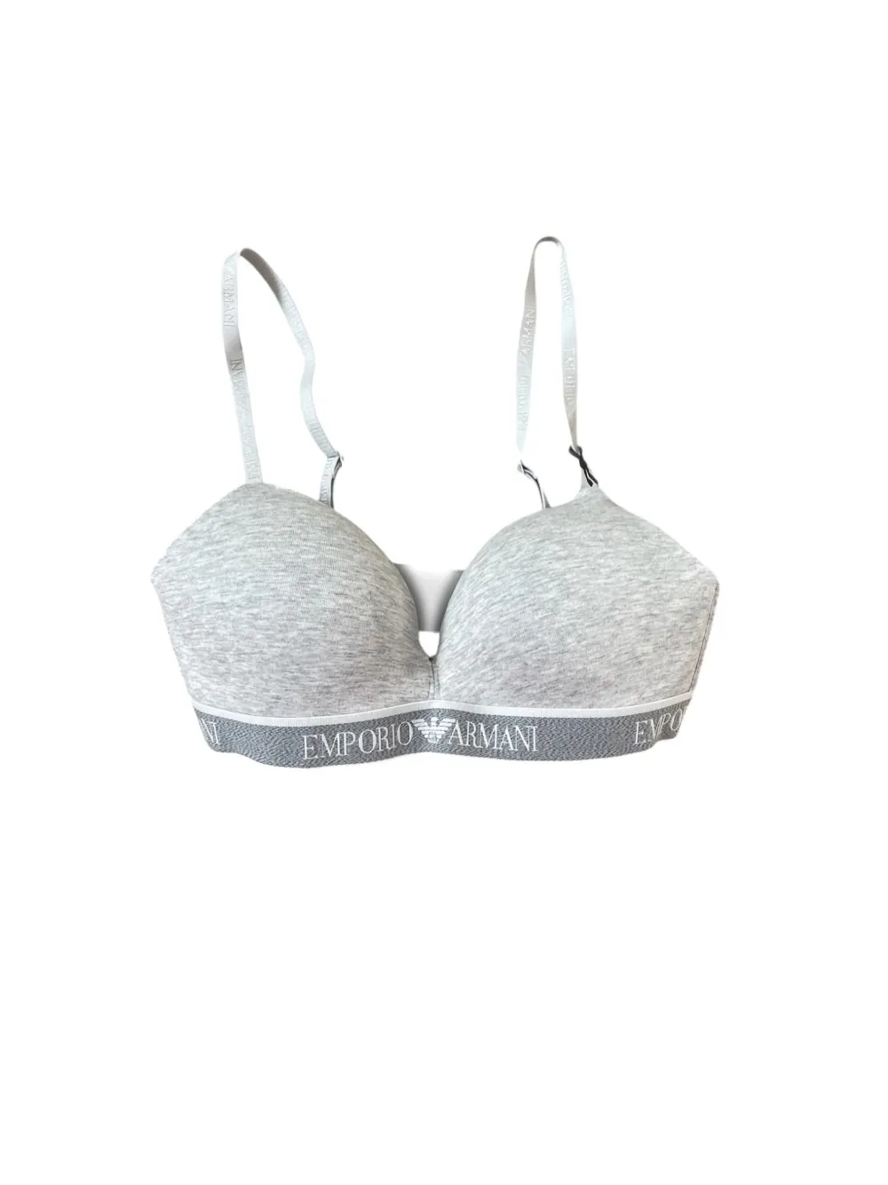 Emporio Armani Logo-band Bra In Gray