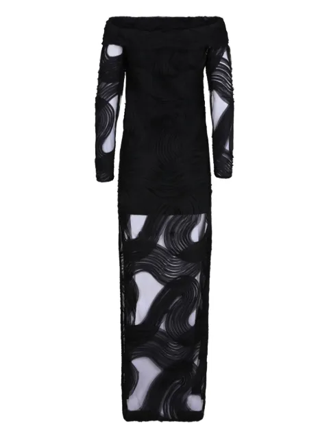 Genny wave-textured off-shoulder dress