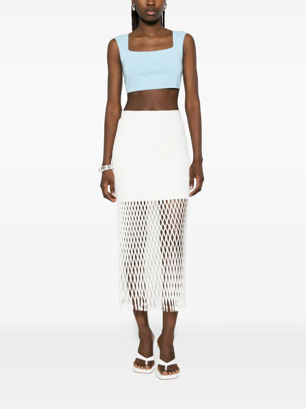  Max Mara Top Con Cuello Cuadrado - Azul 