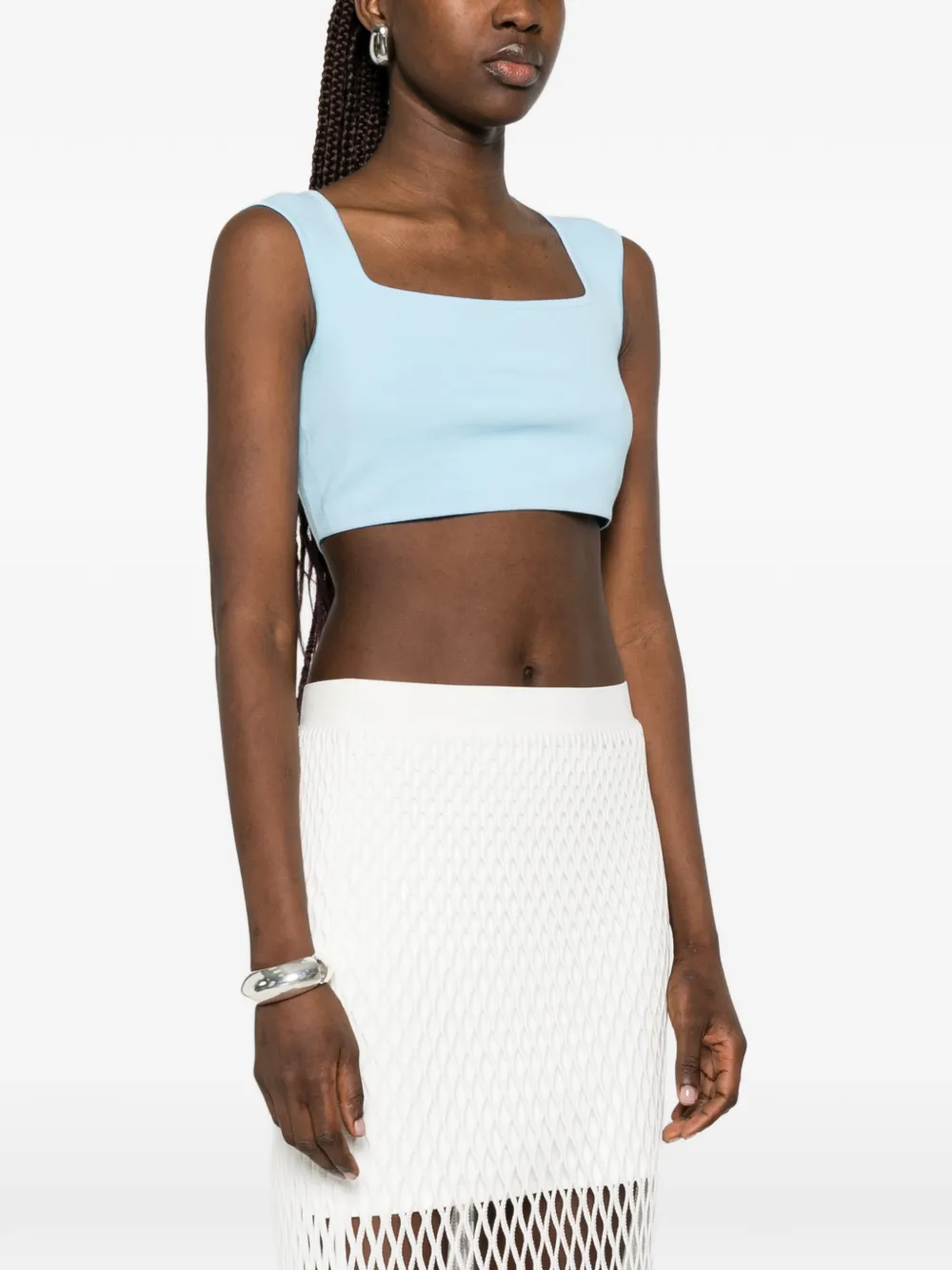  Max Mara Top Con Cuello Cuadrado - Azul 