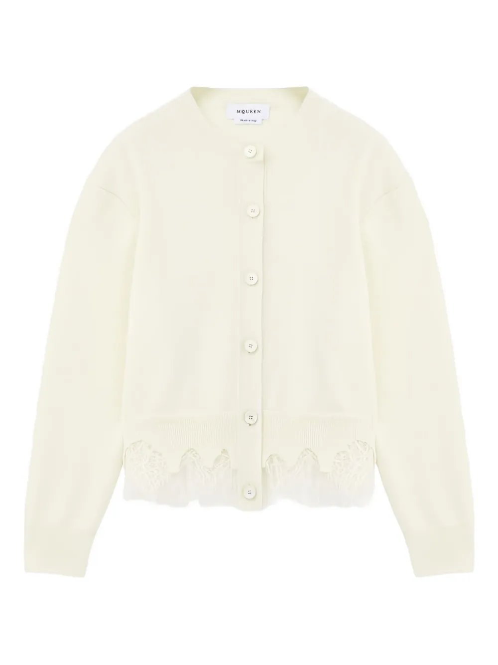 Alexander McQueen lace-trimmed cardigan Wit