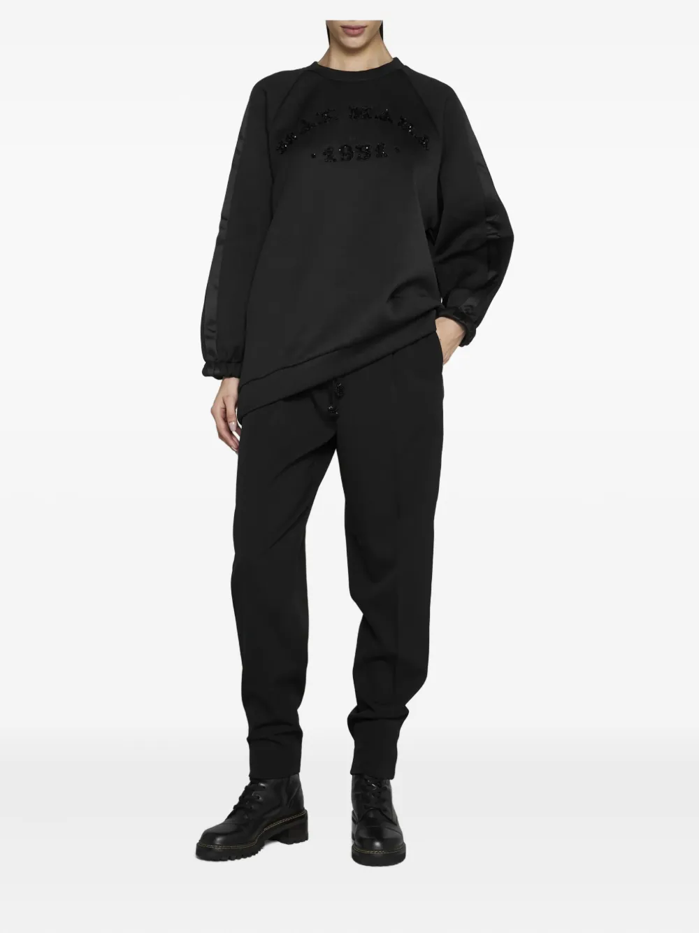 Max Mara embellished satin-panel sweatshirt Zwart