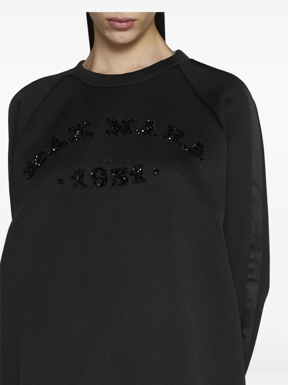 Max Mara embellished satin-panel sweatshirt Zwart