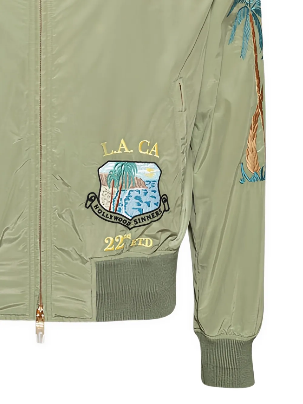 Amiri Front-zip Embroidered Bomber Jacket In Green