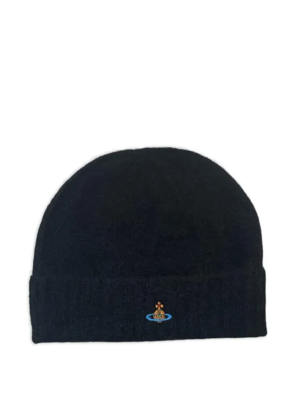 Vivienne Westwood Orb-embroidered Beanie in Black