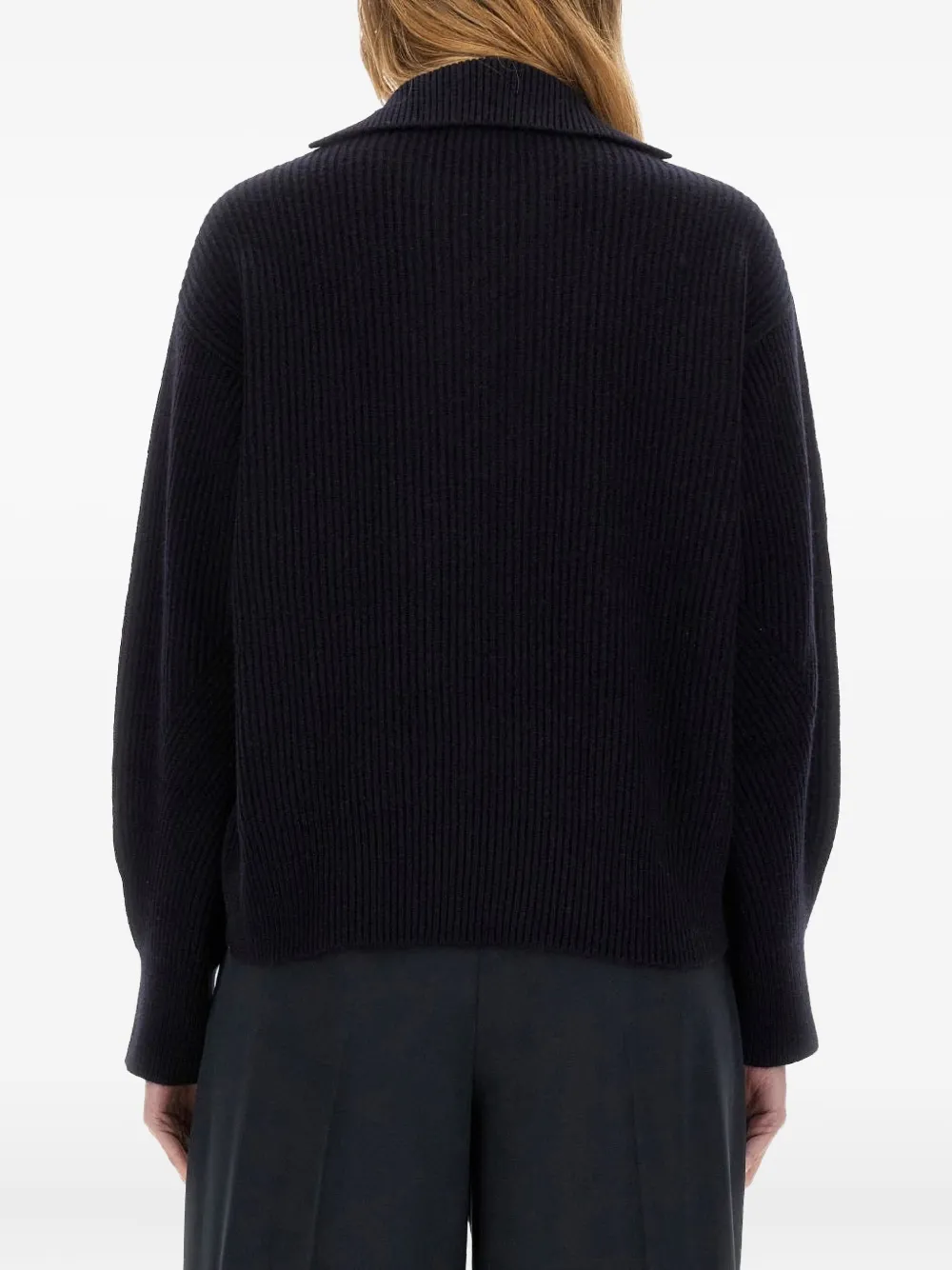 Max Mara lace-up ribbed sweater Blauw