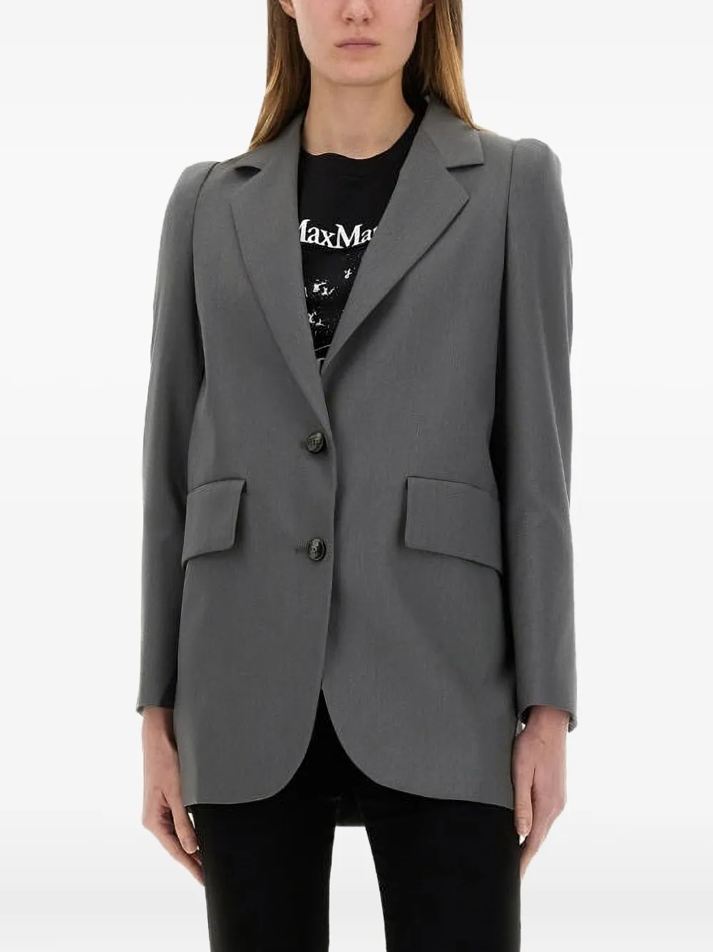 Max Mara padded-shoulder blazer Grijs