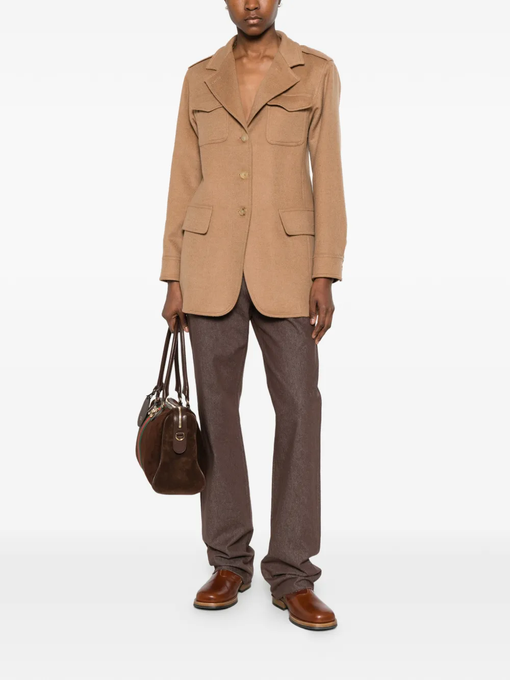 Max Mara Jack met klepzak en knoopsluiting Beige