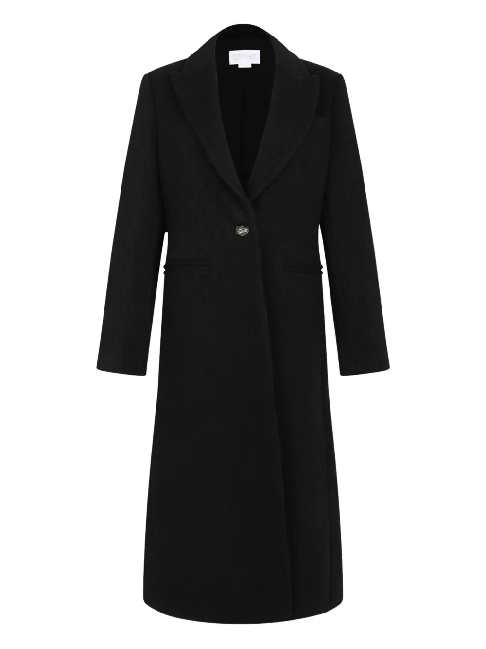 Genny Single-button Twill Coat In Black