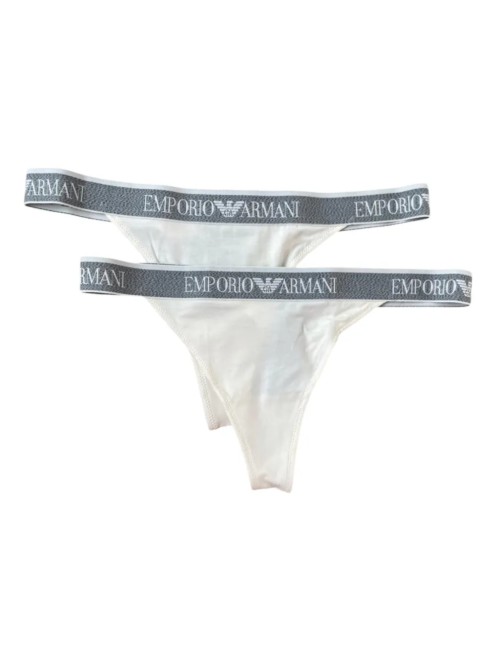 Emporio Armani Logo-trim Thongs (pack Of Two) In White