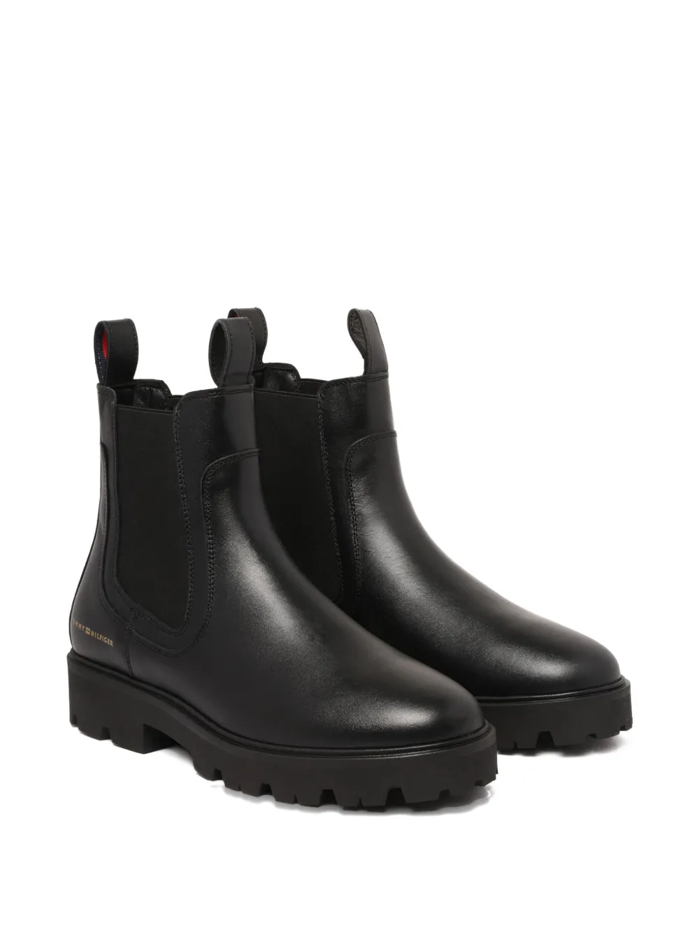Tommy Hilfiger Lug-sole Leather Chelsea Boots In Black