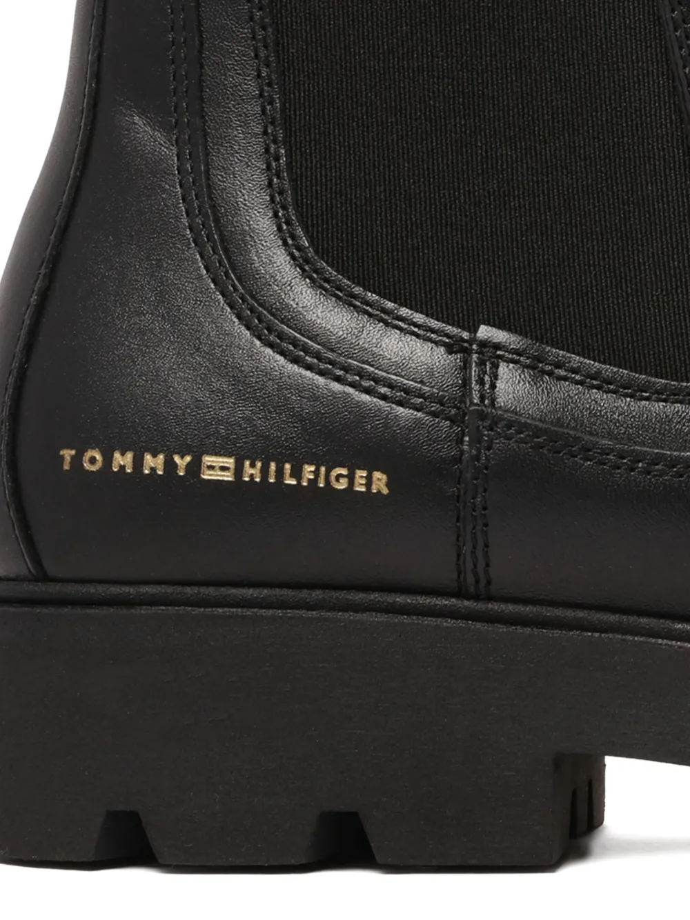 Tommy Hilfiger Lug-sole Leather Chelsea Boots In Black