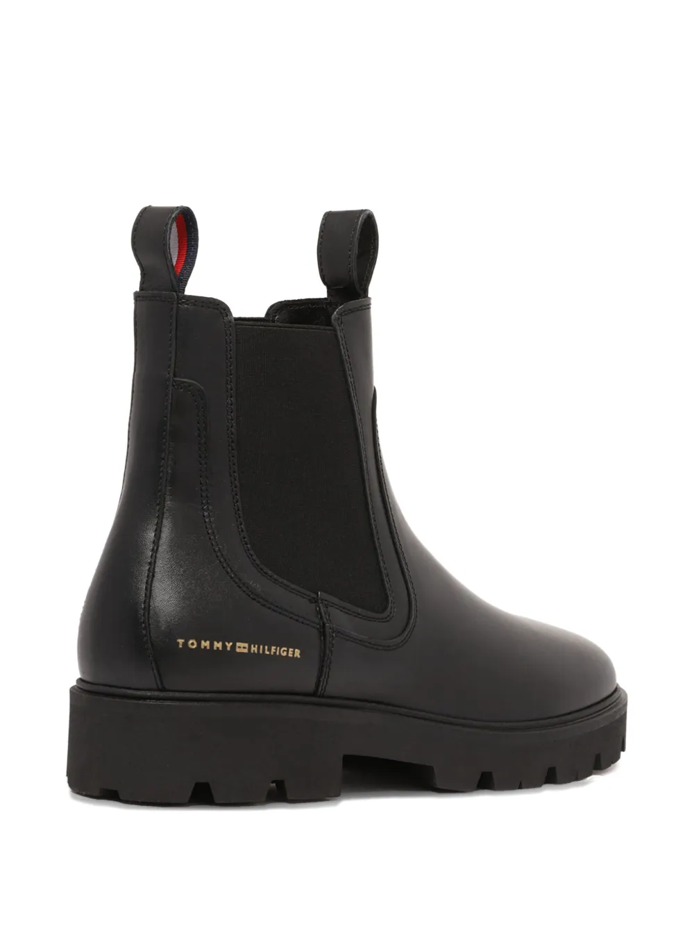 Tommy Hilfiger Lug-sole Leather Chelsea Boots In Black