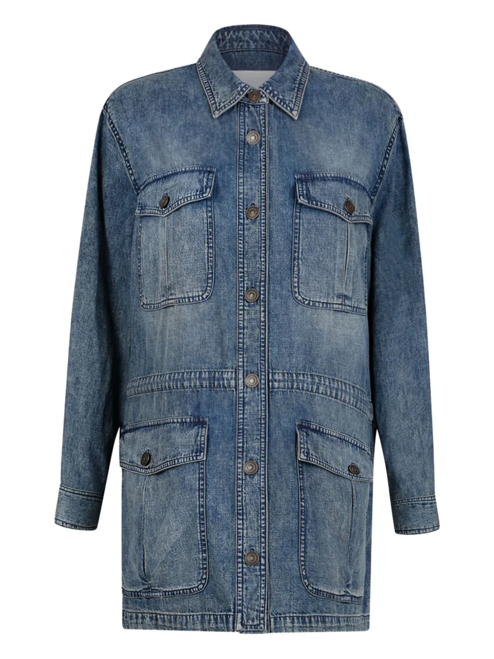 Isabel Marant Button-fastening Denim Coat In Blue