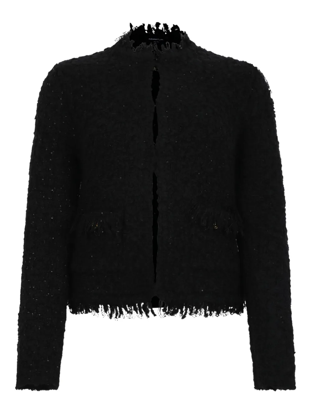 Fabiana Filippi frayed tweed jacket | Black | Image 1