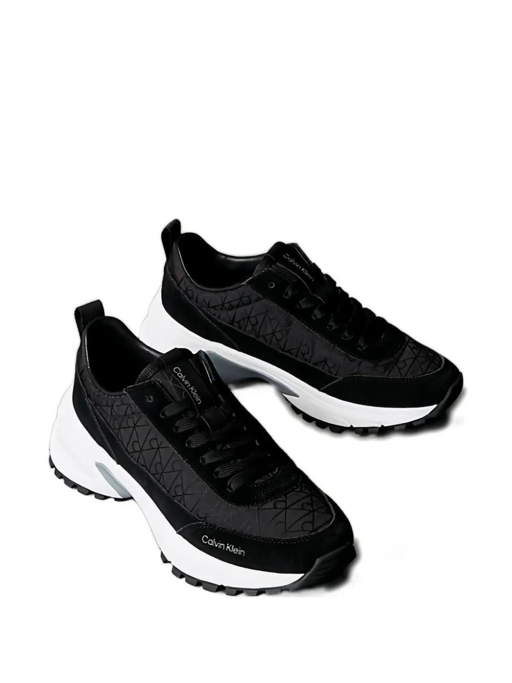 Calvin Klein monogram-patterned leather sneakers Black