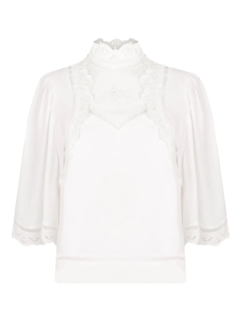 Isabel Marant Embroidered Lace-trimmed Blouse In White
