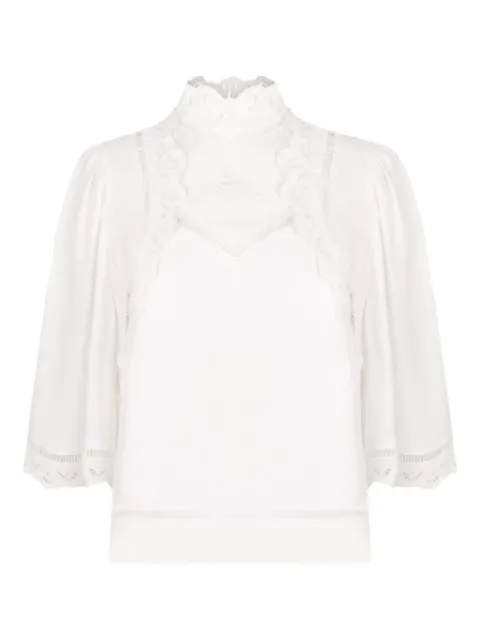 ISABEL MARANT embroidered lace-trimmed blouse