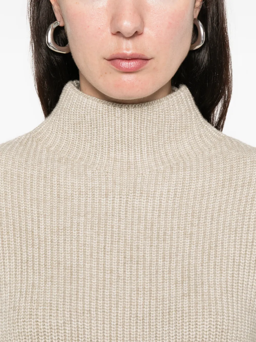 Calvin Klein Geribbelde trui met hoge hals Beige