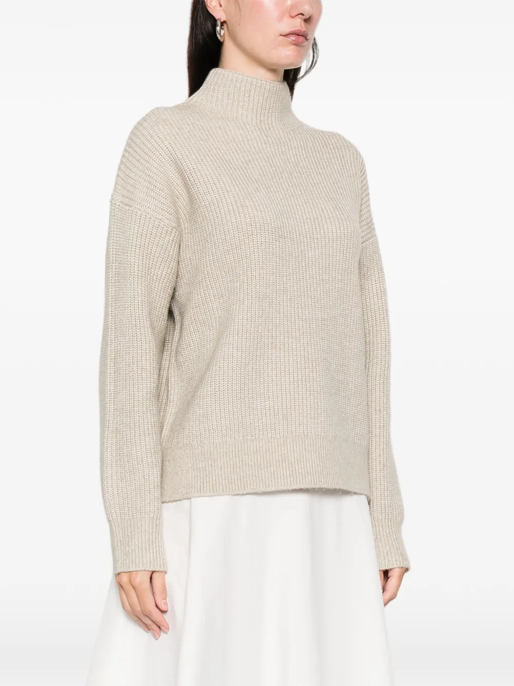 Calvin Klein Geribbelde trui met hoge hals Beige