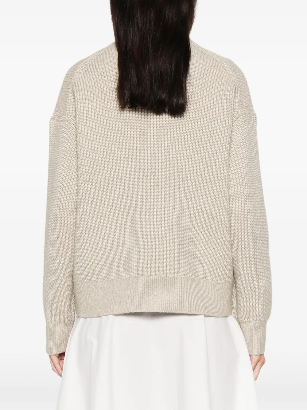 Calvin Klein Geribbelde trui met hoge hals Beige