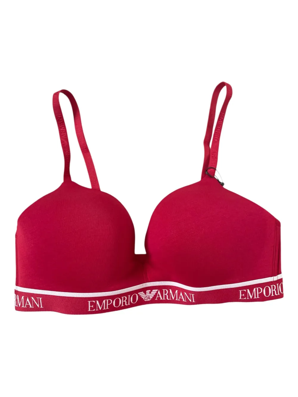Emporio Armani Logo-band Bra In Red