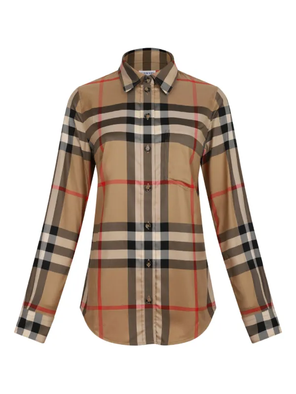Burberry checked-pattern Cotton Shirt Neutrals FARFETCH TR