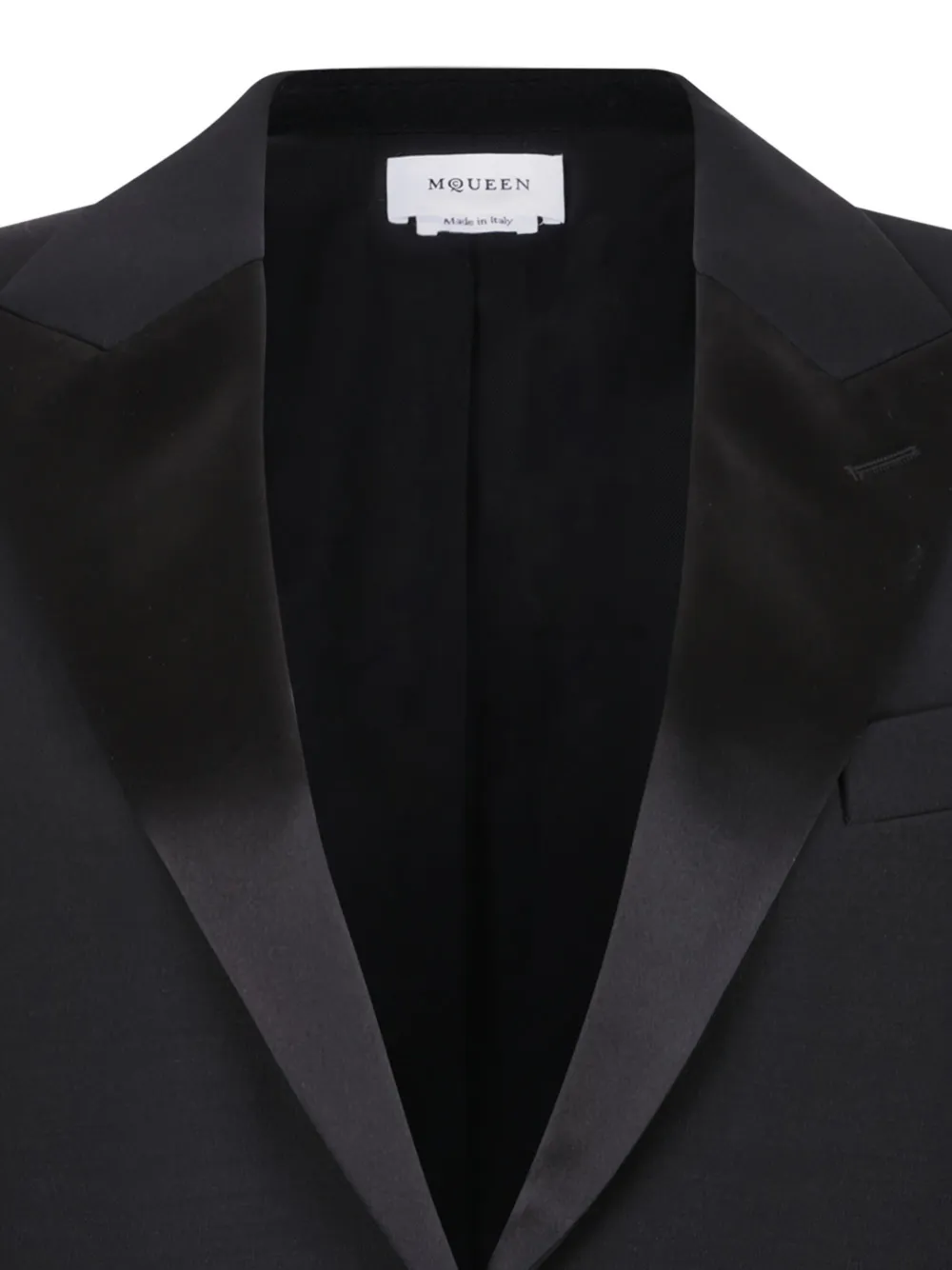 Alexander McQueen Wollen jack met satijnen revers Zwart