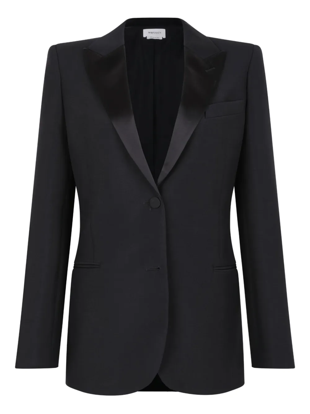 Alexander McQueen Wollen jack met satijnen revers Zwart