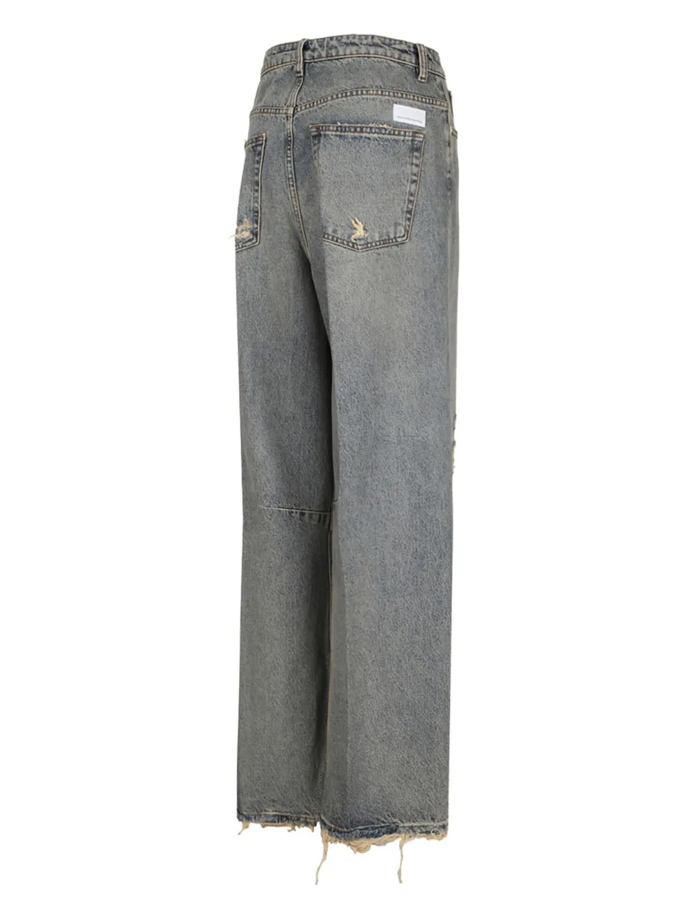Nine In The Morning Distressed Frayed-hem Trousers In Blue
