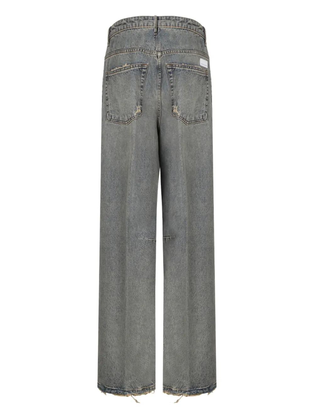 Nine In The Morning Distressed Frayed-hem Trousers In Blue