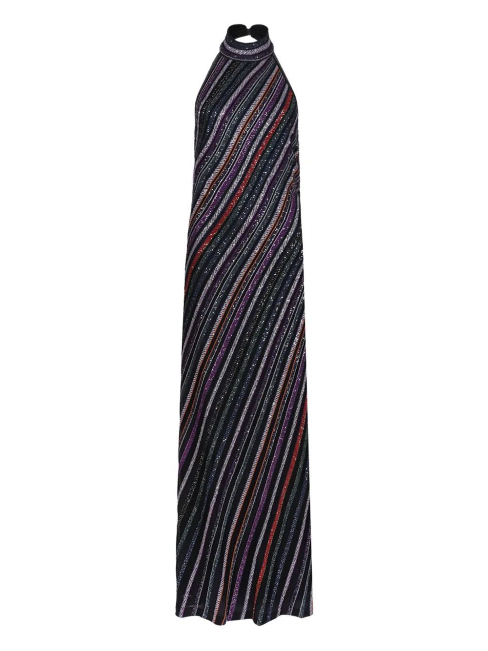 Missoni Halter-neck Striped-pattern Maxi Dress In Multi