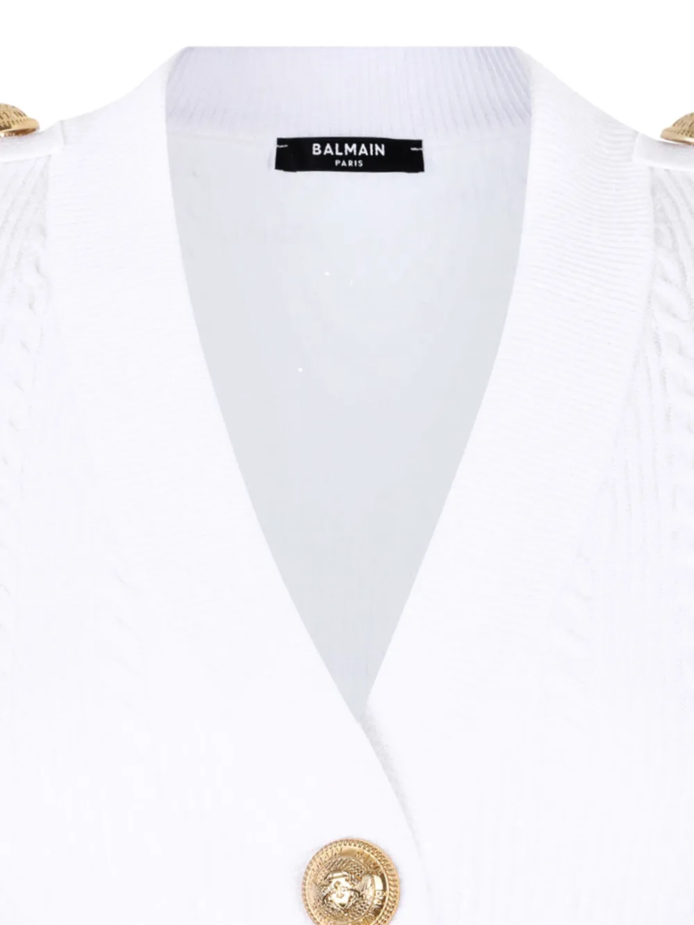 Balmain Geribbeld vest met knoop Wit