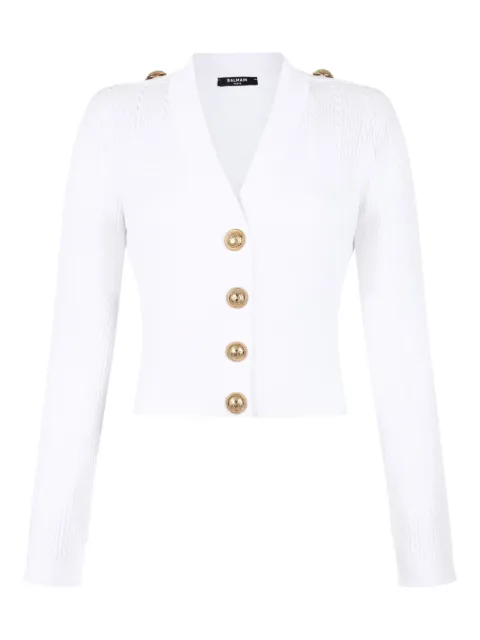 Balmain كارديغان بحياكة مضلعة وبأزرار