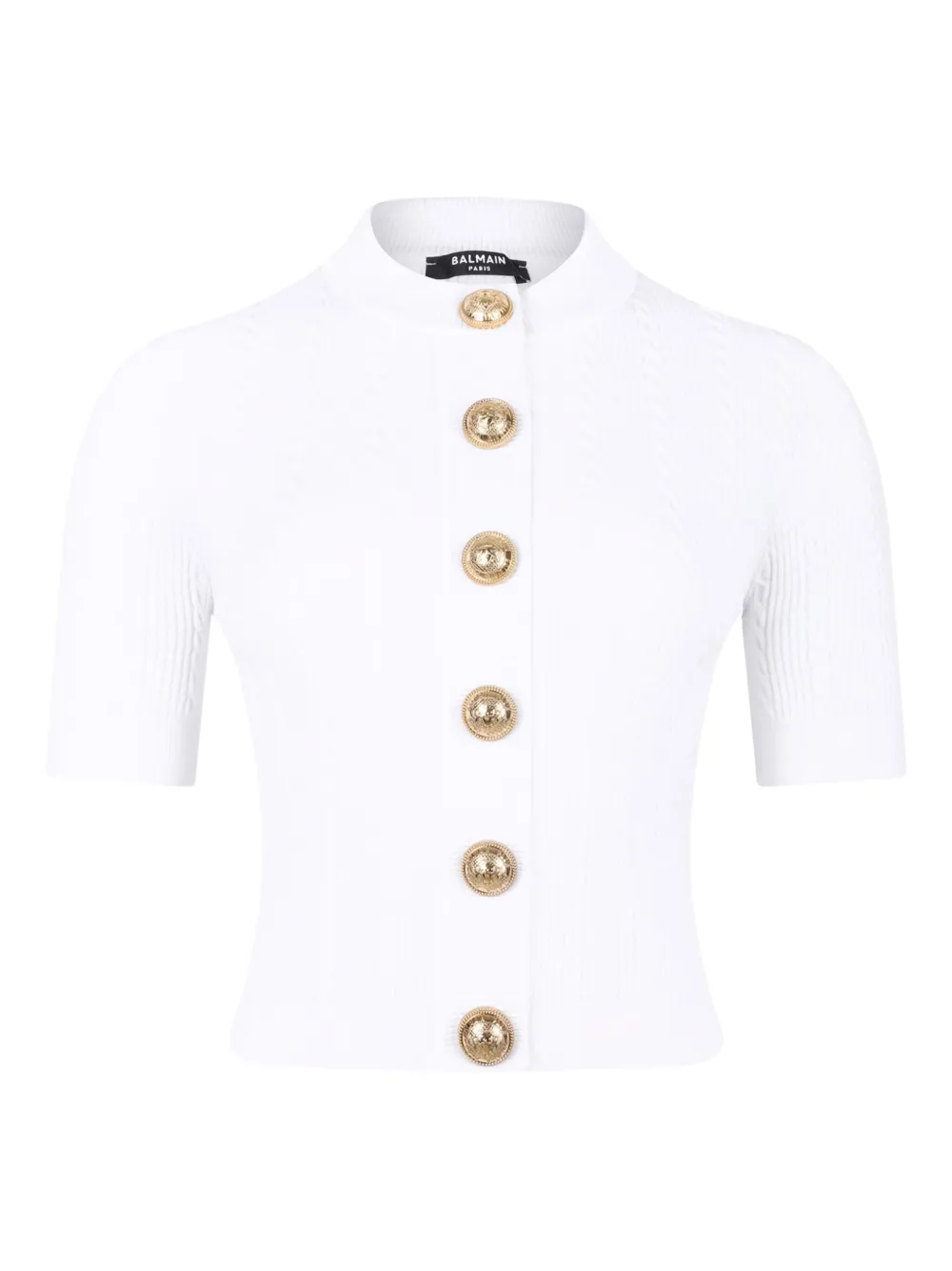 Balmain Ribgebreide top met knopen Wit