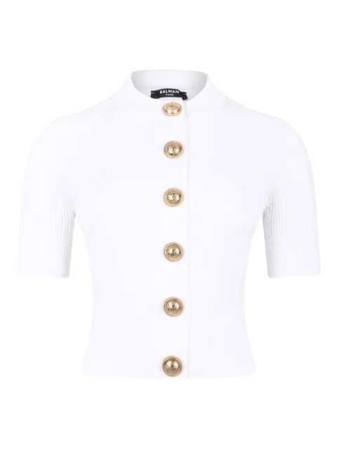 Balmain ribbed buttoned top