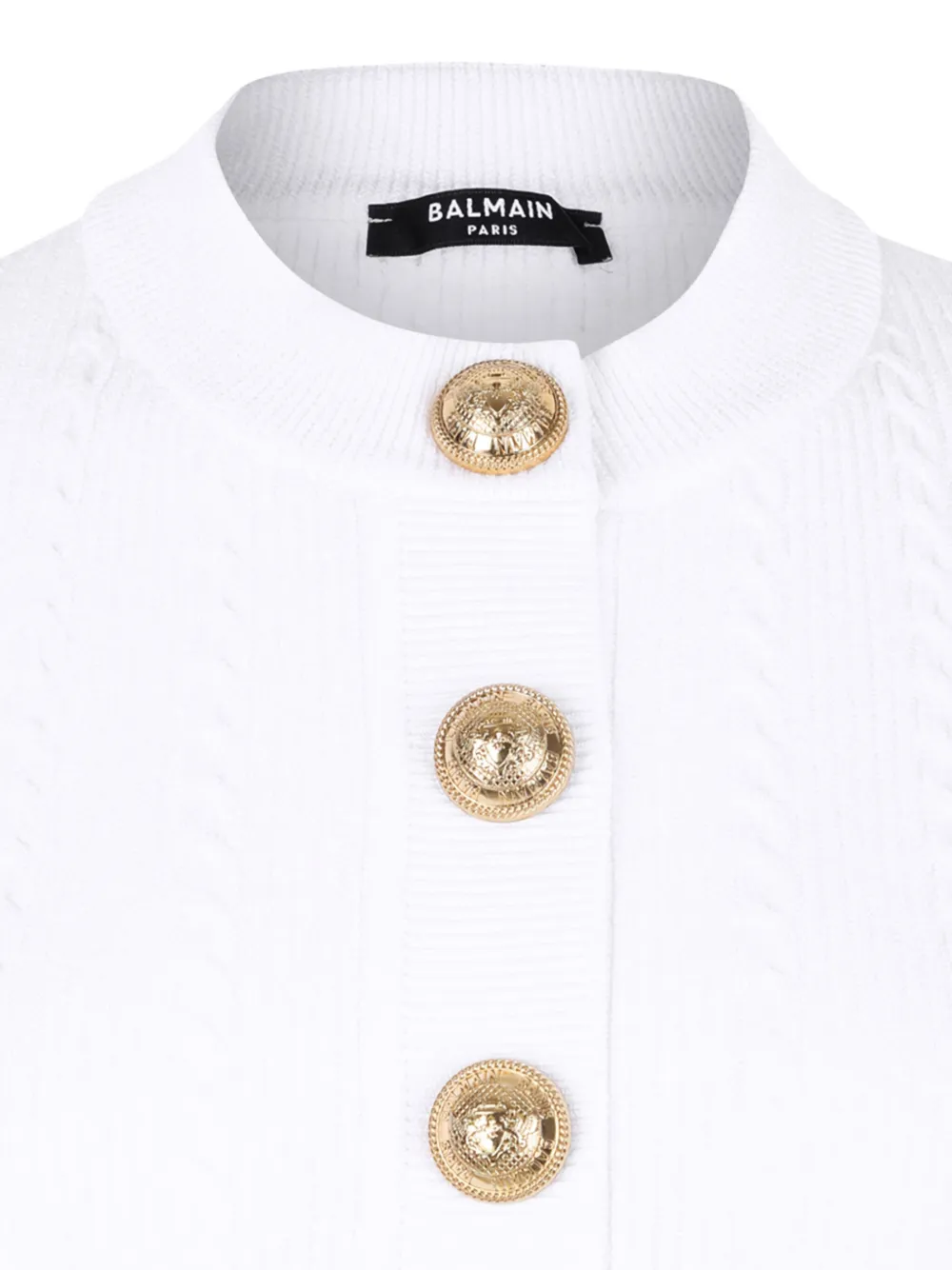 Balmain Ribgebreide top met knopen Wit