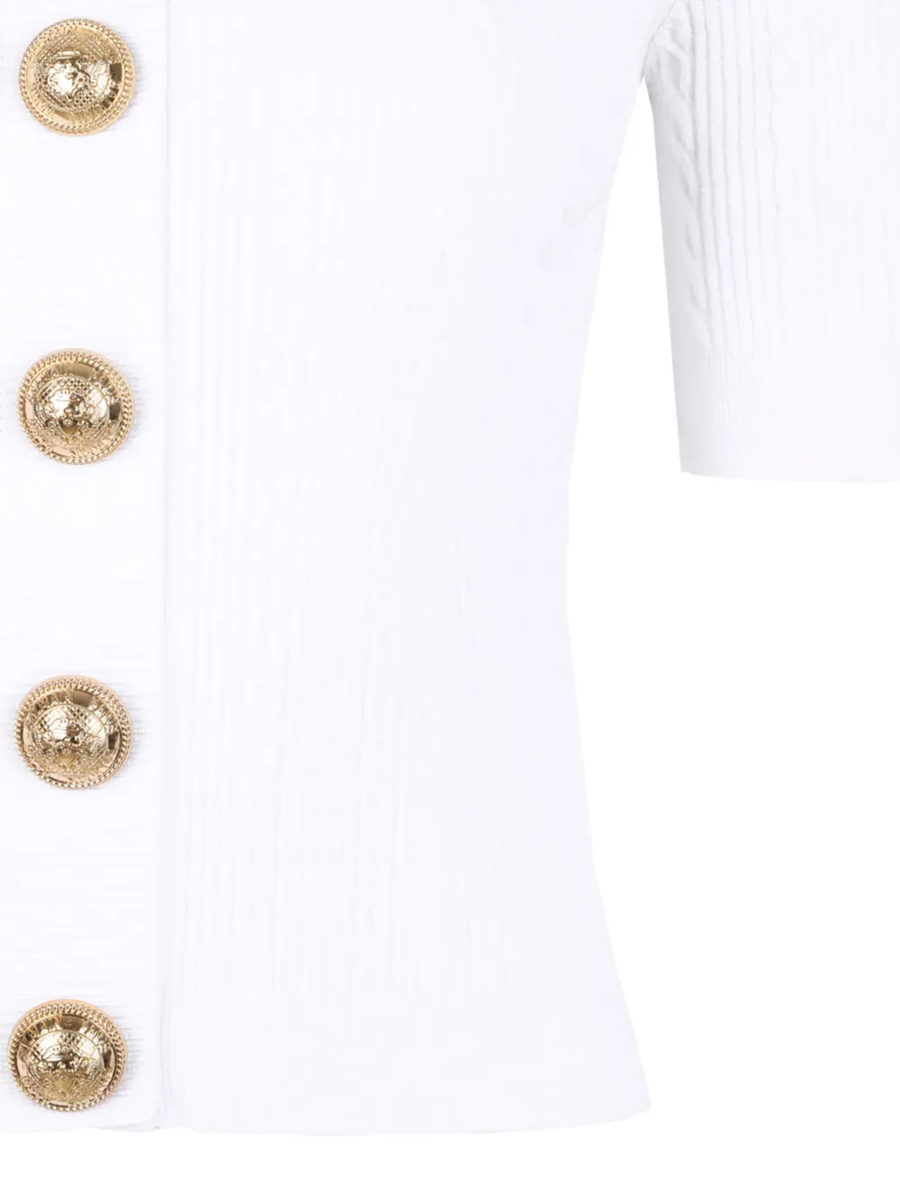 Balmain Ribgebreide top met knopen Wit