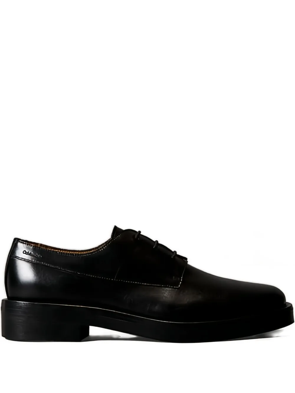 Calvin Klein Leather Lace-up Derby Shoes In Black