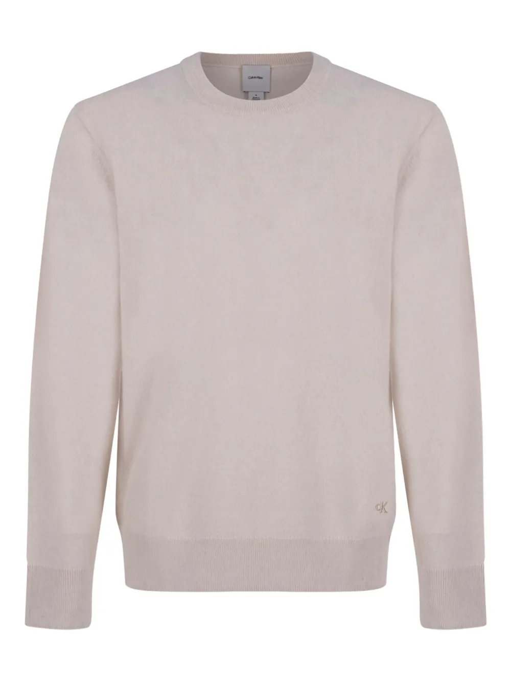 Calvin Klein Cashmere Classic embroidered logo sweater | Neutrals | Image 1