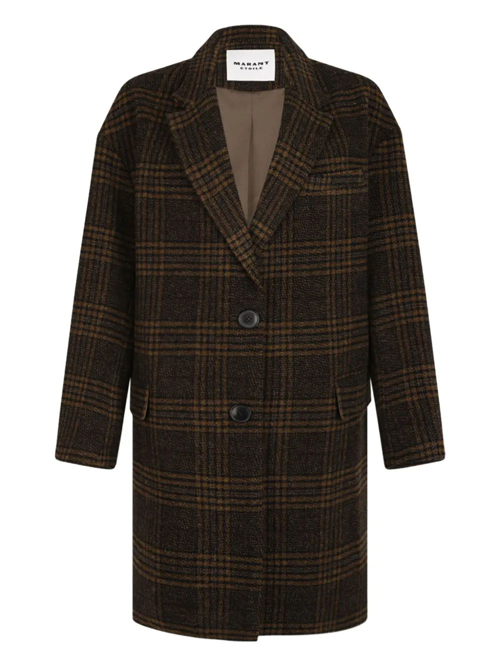 Isabel Marant Limiza Checked Wool Coat In Brown