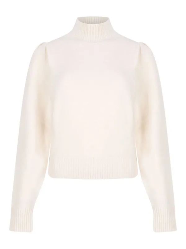 Marant Étoile High-neck Puff-sleeve Sweater in Neutrals