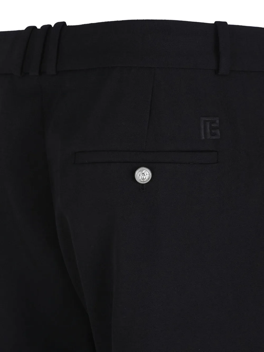 Balmain Wollen broek met knoopsluiting Zwart