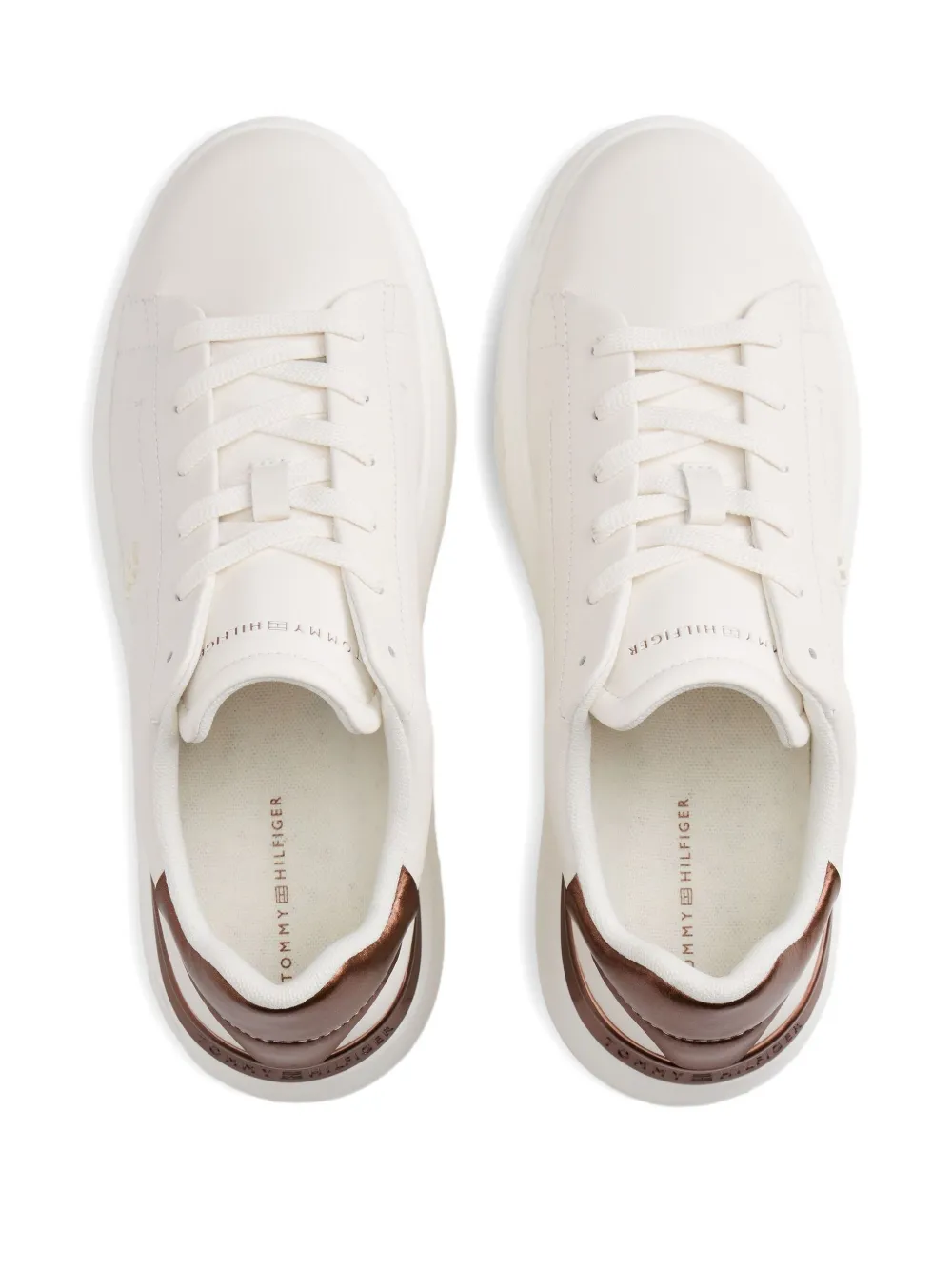 Tommy Hilfiger logo leather sneakers - Wit